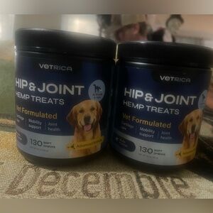 Lot of 2 130ct Vetrica Hip & Joint Hemp Treats for Dogs Soft Chews Duck Flavor